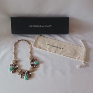 Victoria Emerson 16" Bee Statement Clavicle Necklace Beads Rhinestones